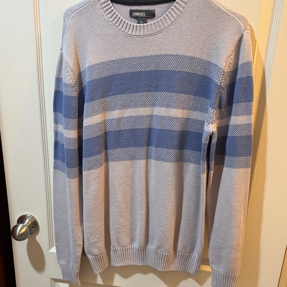 Classic Crewneck Sweater in Blue and Gray